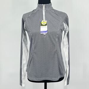 Pebble Beach Gingham 1/4‎ Zip Long Sleeve Golf Pullover Shirt Women’s XS NWT